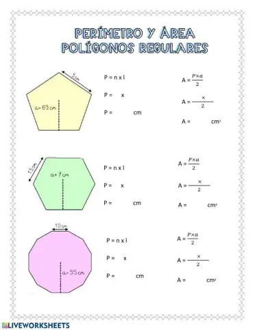 Perímetros y áreas de polígonos regulares