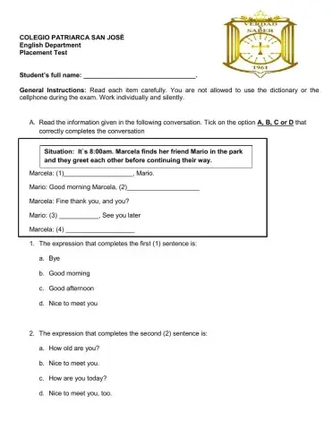 WRITING PLACEMENT TEST 2021