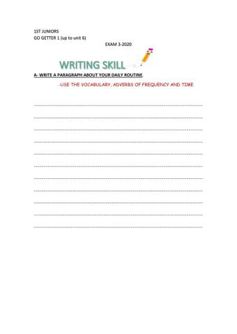 1st juniors -examen 3- 2020  writing skill
