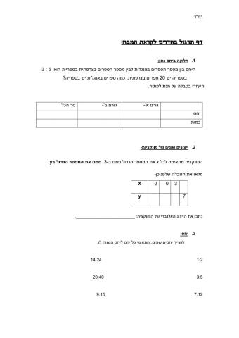 תרגול חזרה למבחן