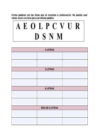 Formar palabras dificil