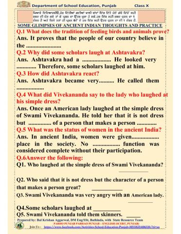 Some Glimpses of Ancient Indian Thoughts and Practice