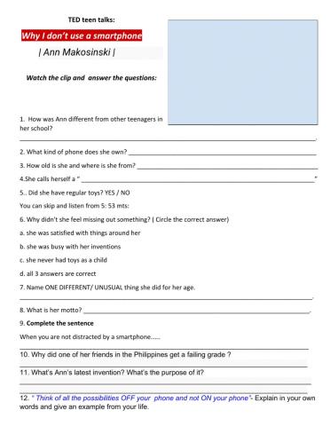 Just Imagine, Unit 1 Why I don’t use a smartphone