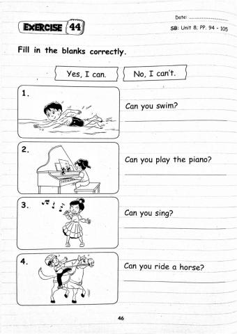 Year 2 Unit 8 Can-Can't & Conversations