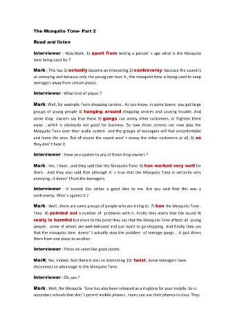 The Mosquito Tone-Part 2. Reading and listening