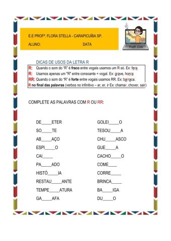 Dicas de usos da letra r