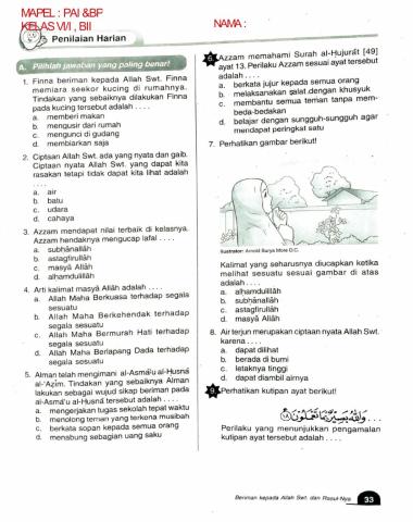 Penilaian PAI kelas 6