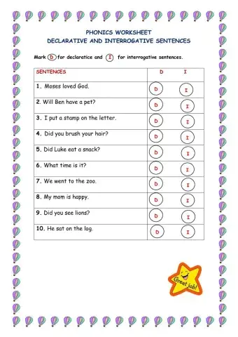 Declarative and interrogative sentences