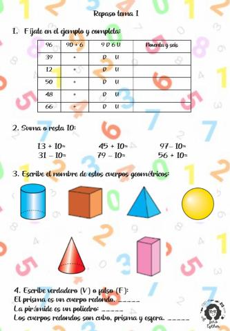 Numeración y cuerpos geométricos