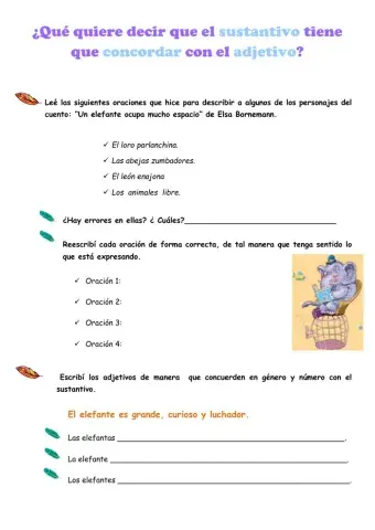 Ficha de repaso- Concordancia sust.- Adj.