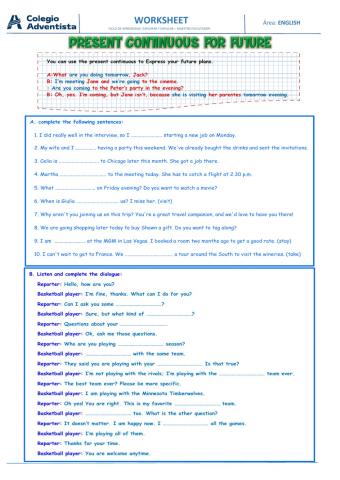 Present continuous for future