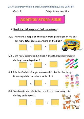 Addition Story Sums