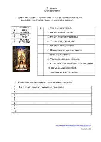 The zookeeper - Reported speech