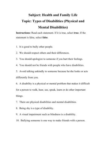 Disabilities