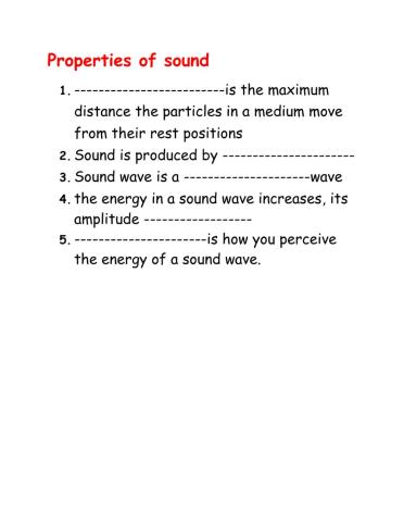 Properties of sound