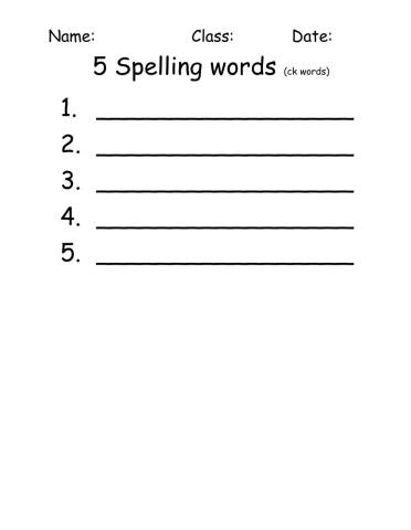 Spelling 5 ck words