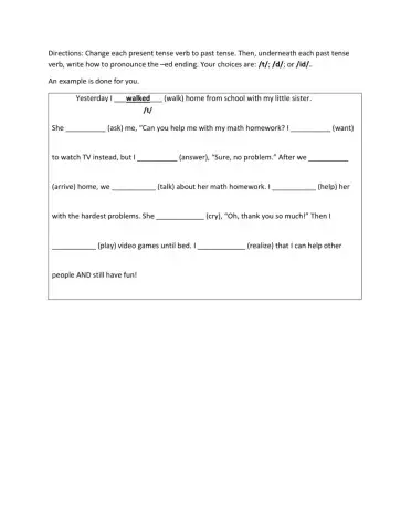 Past Tense -ed Pronunciation Practice