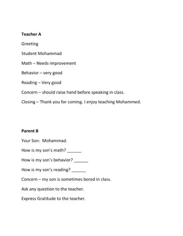 Parent Teacher Interview