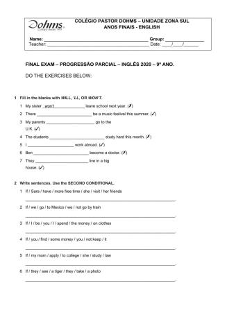 Exam - progressão parcial - 9º ano 2020