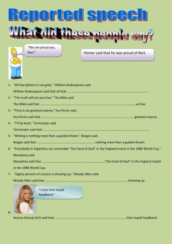 Reported speech - Celebrity quotes