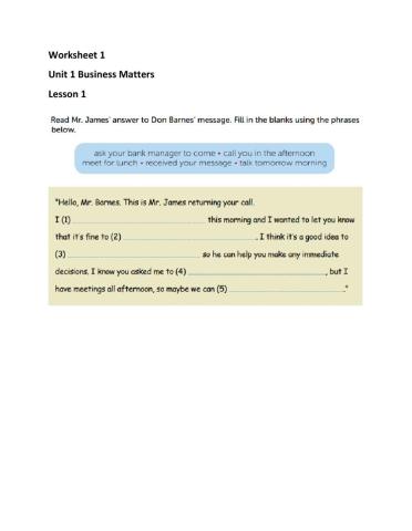 Unit 1 Business Matters