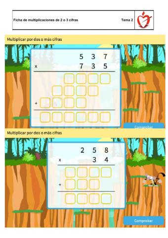 Multiplicaciones de dos y tres cifras