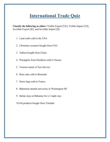 Visible vs Invisible Trade