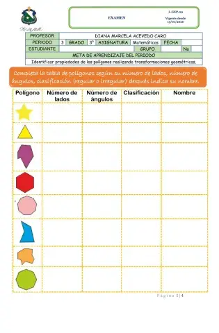 Examen final de geometría tercer periodo