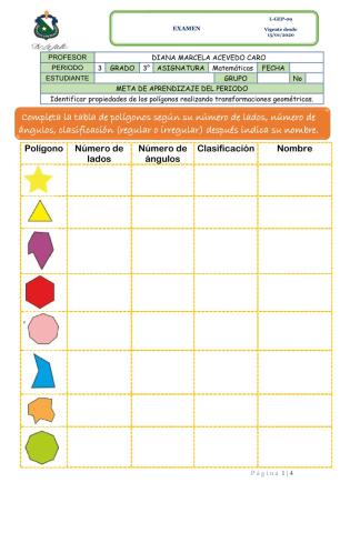 Examen final de geometría tercer periodo