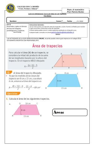 Clase 67 7° calcular área de un trapecio.