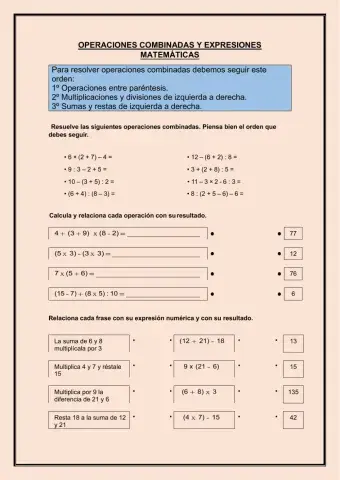 Operaciones combinadas y expresiones matemáticas