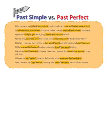 Past Simple vs. Past perfect