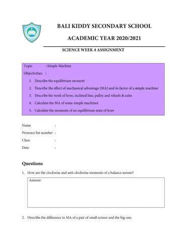 Simple Machine and moments