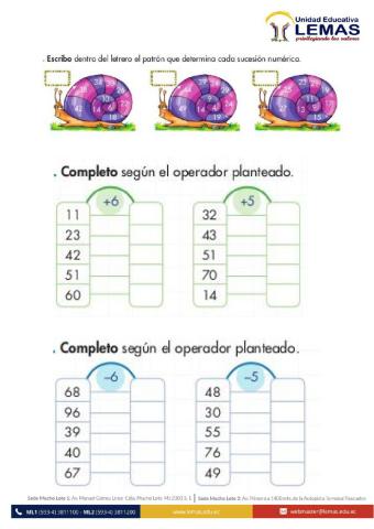 Patrones y operadores de sumas y restas