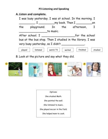 P3 unit 3c listening and speaking