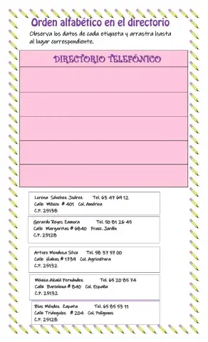 Orden alfabético en el directorio