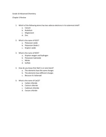 Basic Ionic Bonding Review