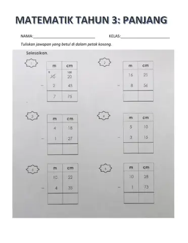 Tolak panjang tahun 3