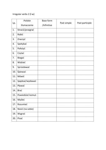 Irregular verbs 2 (l-w)