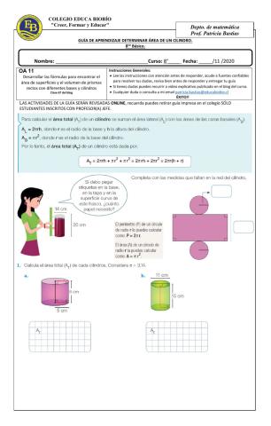 Clase 67 8° Determinar área de un cilindro.
