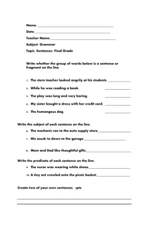 Sentence and Sentence Fragments