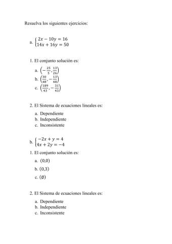 Sistema de ecuaciones lineales con dos variables