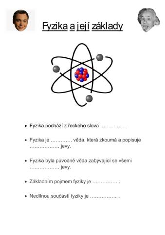 Pracovní list - Fyzika a její základy