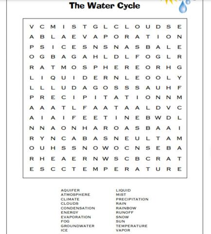 Water cycle word search