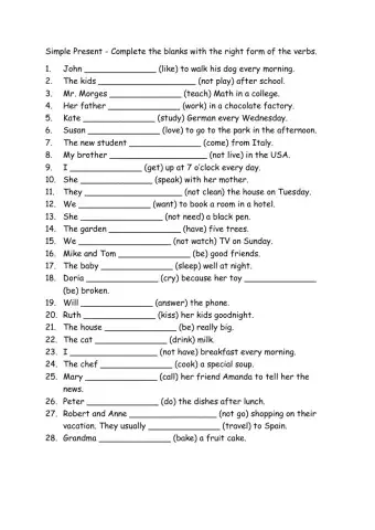 Simple Present - Affirmative and Negative forms