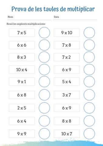 Taules de multiplica 1-10