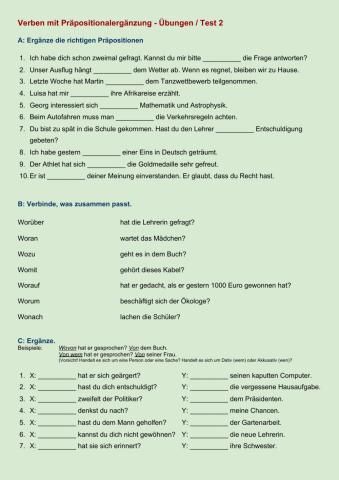 Verben mit Präpositionen