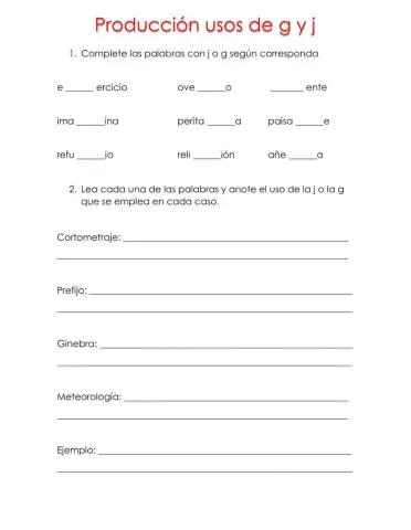 Usos de g y j