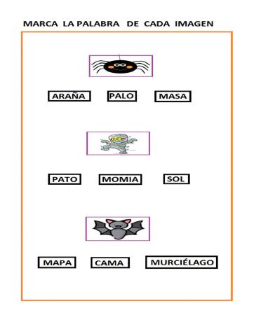 Identificacion de palabras de halloween