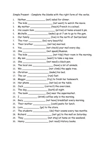 Simple Present 2 - Affirmative and Negative forms